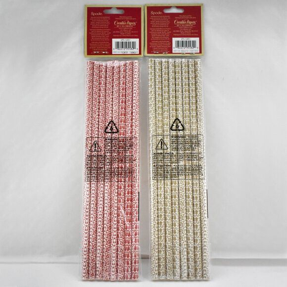 Spode Paper Straws Christmas Red & Tan Holiday Christmas Trees 2 Packs x 8 Count - Picture 4 of 4